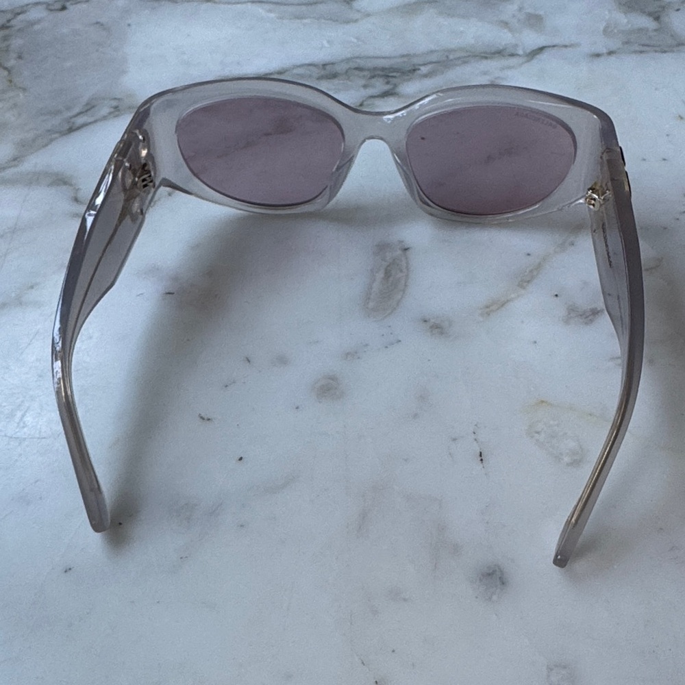 Balenciaga Women's Transparent Sunglasses with Pink Lenses - Picture 5 of 8